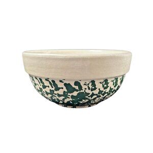 Vintage Green Splatterware Sponge ware Small Mixing Bowl 8 x 4 Ohio ?